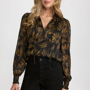 Floral Chiffon Blouse Black and Gold